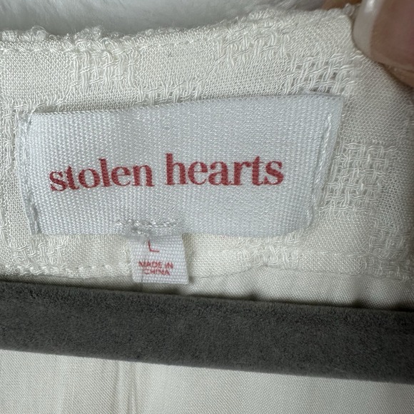 Stolen Hearts Womens‎ Top Shirt Large White sleeveless Side Tie Adjustable Linen - Picture 4 of 16